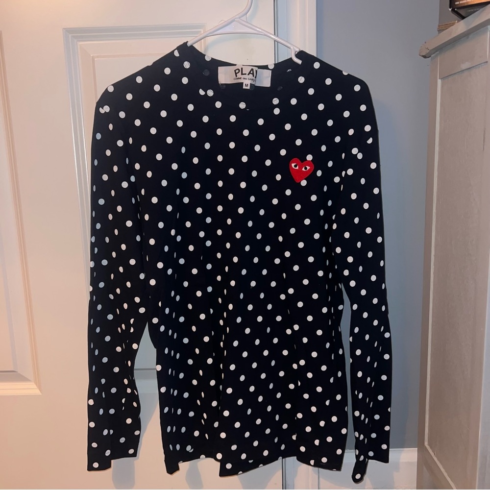 Comme des Garcons Long Sleeve Polka Dot Shirt - Black and White